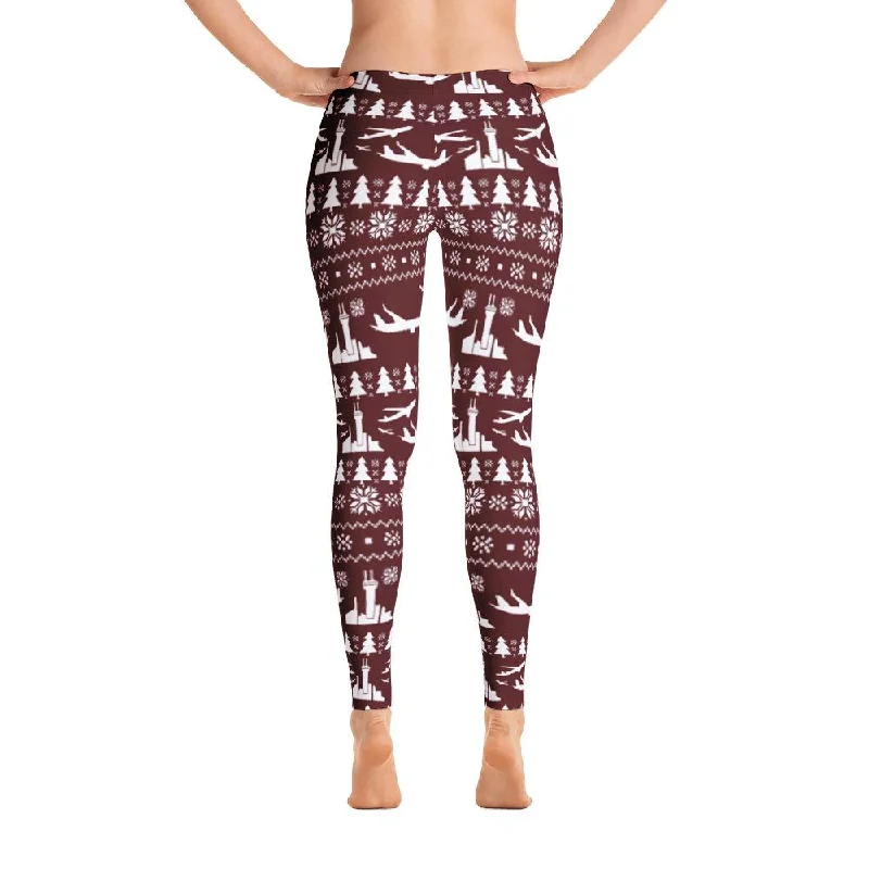 Ugly Aviation Christmas Leggings (Red)