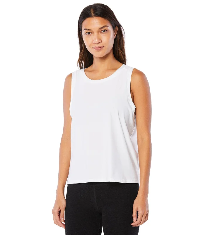 Beyond Yoga Featherweight Spacedye Balanced Muscle Yoga Tank Cloud White