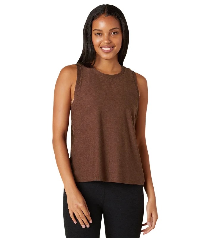 Beyond Yoga Featherweight Spacedye Balanced Muscle Yoga Tank Mahogany Brown Heather