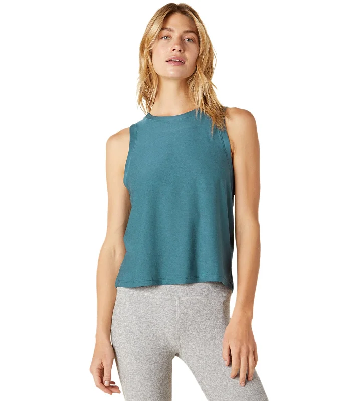 Beyond Yoga Featherweight Spacedye Balanced Muscle Yoga Tank Stellar Blue