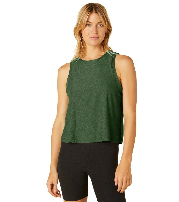 Beyond Yoga Featherweight Spacedye Balanced Muscle Yoga Tank Vetiver Green-Pine