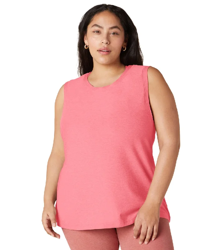 Beyond Yoga Plus Featherweight Spacedye Balanced Muscle Yoga Tank Pink Crush-Rose