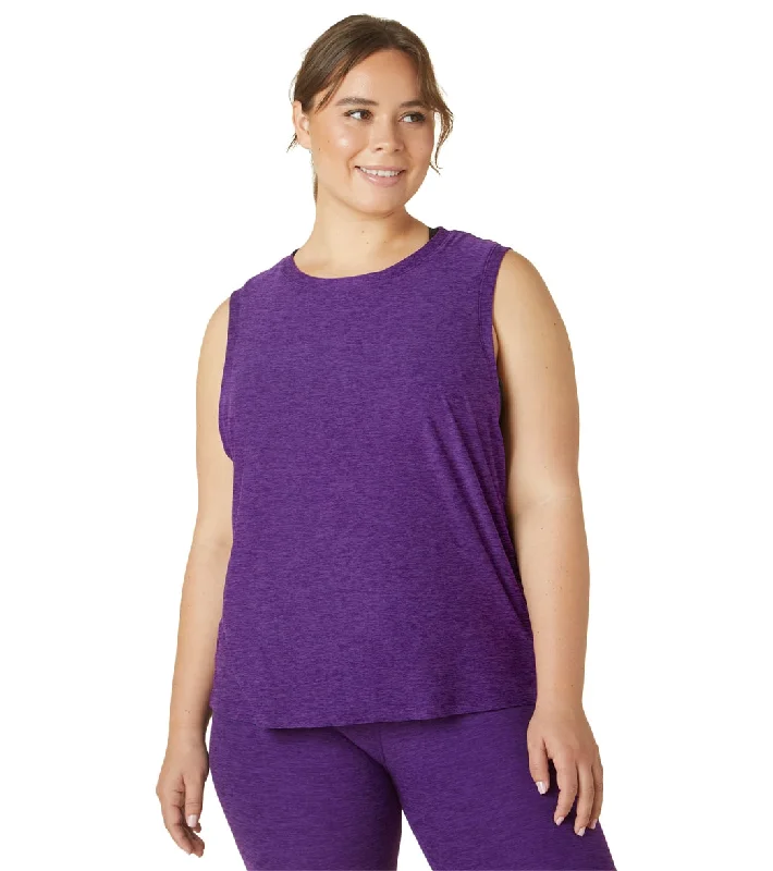 Beyond Yoga Plus Featherweight Spacedye Balanced Muscle Yoga Tank Purple Dahlia Heather