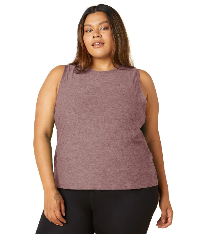 Beyond Yoga Plus Featherweight Spacedye Balanced Muscle Yoga Tank Sienna Brown Heather