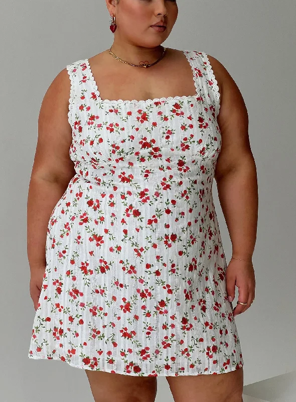 Dasha Mini Dress White Floral Curve