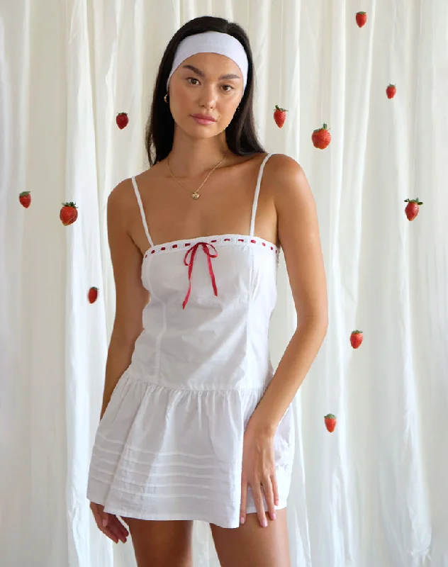 Dhilla Mini Dress in White Poplin