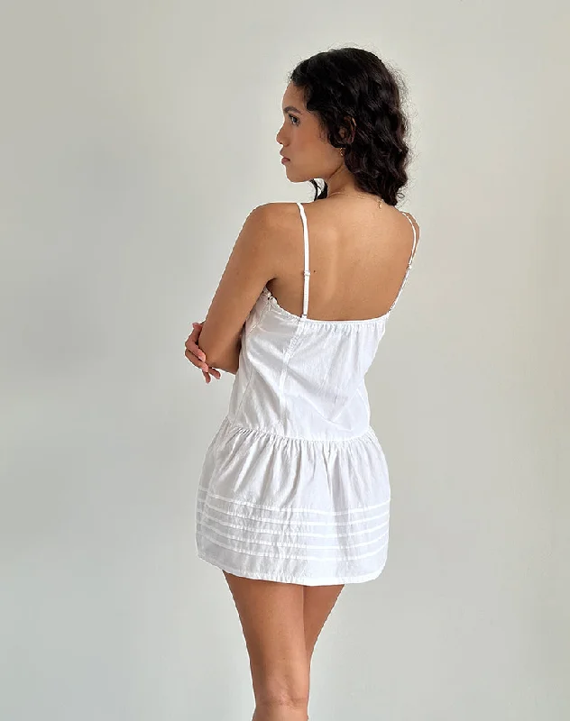 Dhilla Mini Dress in White Poplin