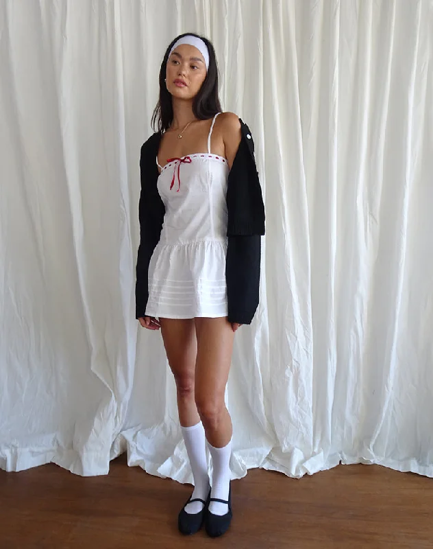 Dhilla Mini Dress in White Poplin