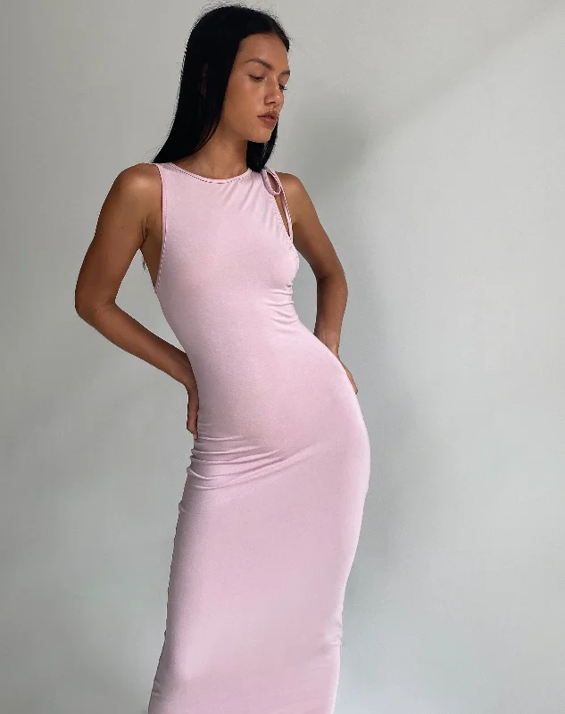 Elinor Maxi Dress in Slinky Baby Pink