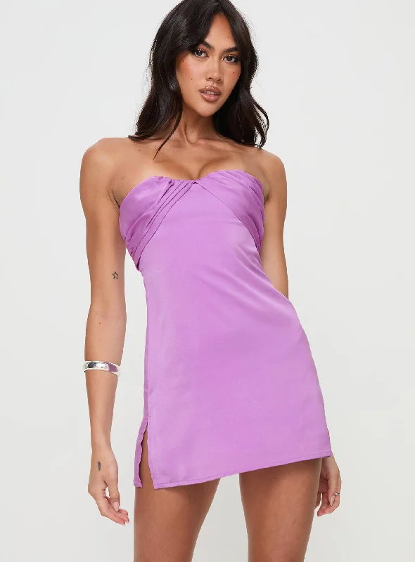 Irena Strapless Mini Dress Purple