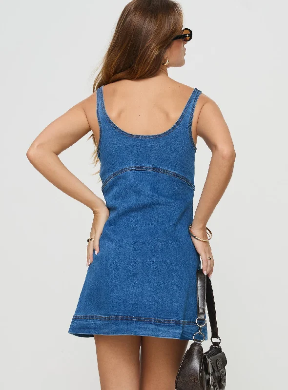 Rautha Denim Mini Dress Mid Wash