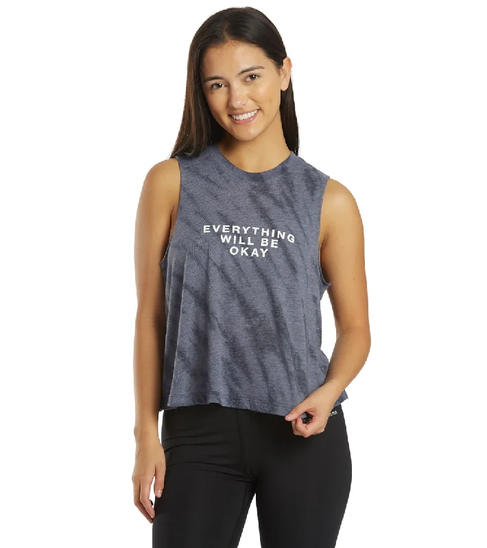 Spiritual Gangster Everything Crop Tank Steel Tie Dye