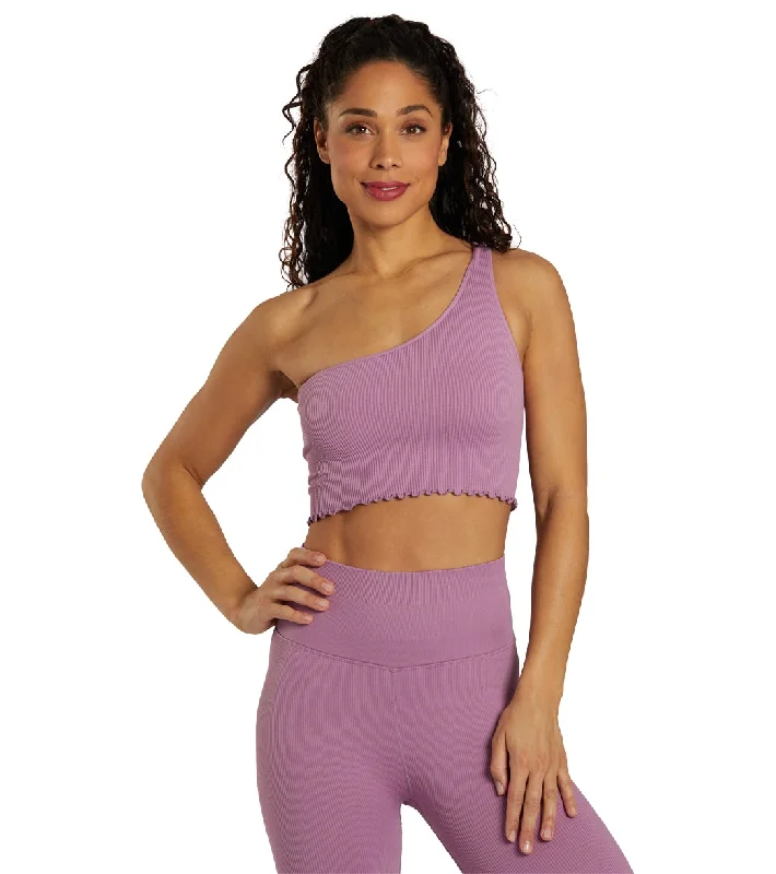 Spiritual Gangster Luna One Shoulder Seamless Tank Amethyst