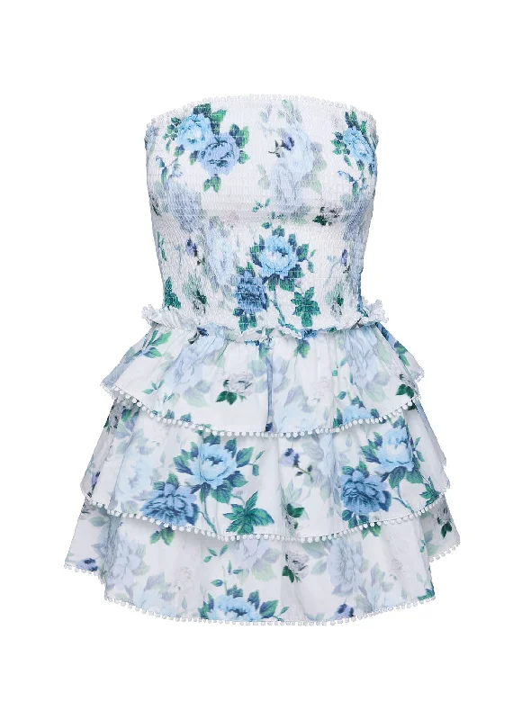 Sunkiss Frill Mini Dress White / Blue