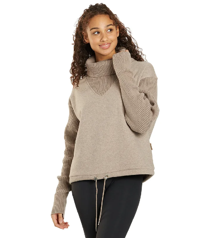 Varley Ramsey Cowl Neck Sweat Deep Taupe Marl