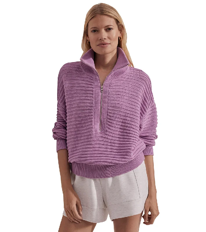 Varley Tara Pointelle Half Zip Smoky Grape