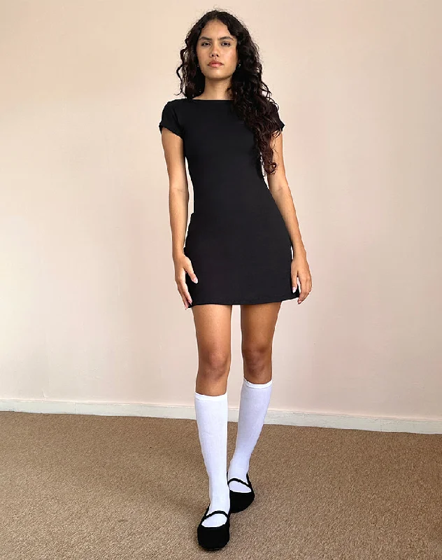 Wangi Backless Mini Dress in Lycra Black