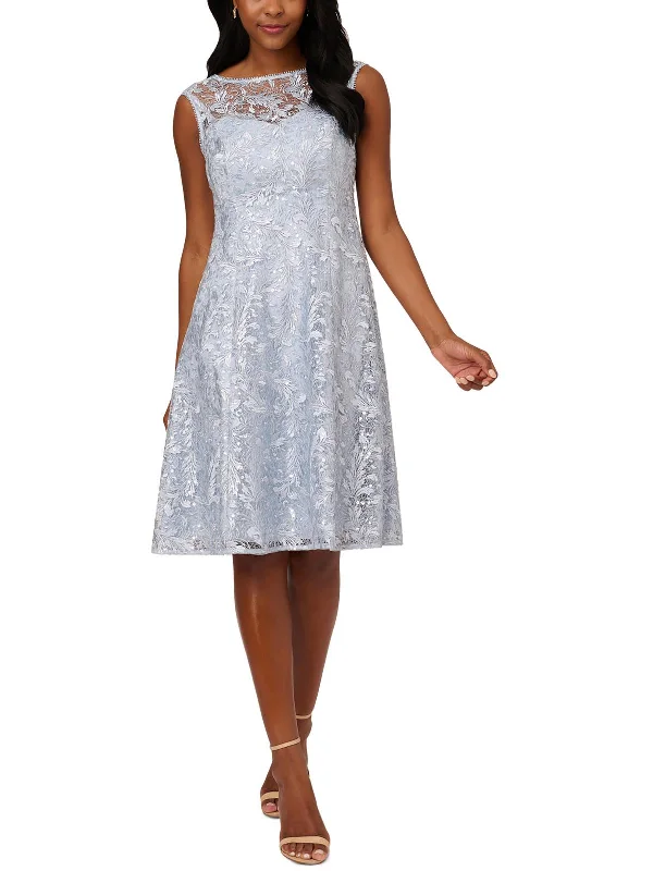 Womens Sequined Midi Fit & Flare Dress