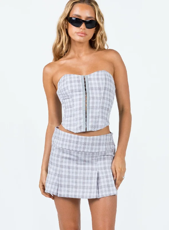 Bladini Pleat Mini Skirt Grey Check