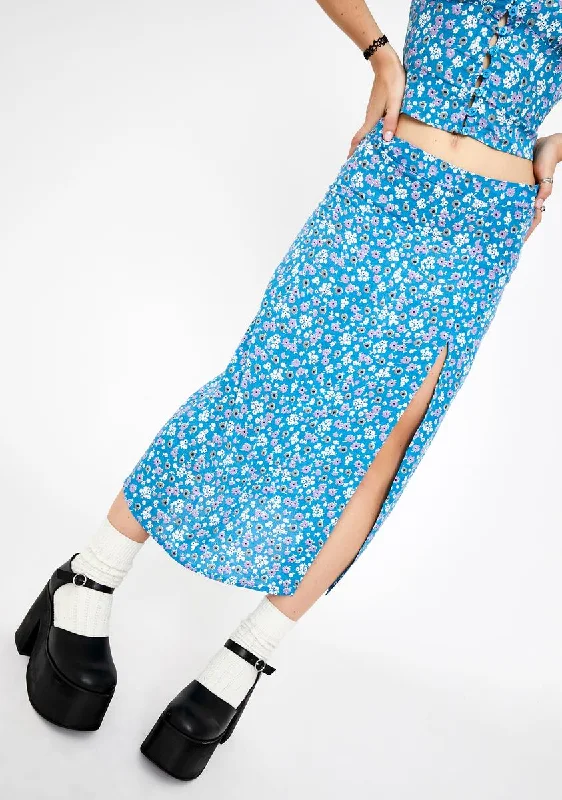 Blue Bloom Saika Midi Skirt