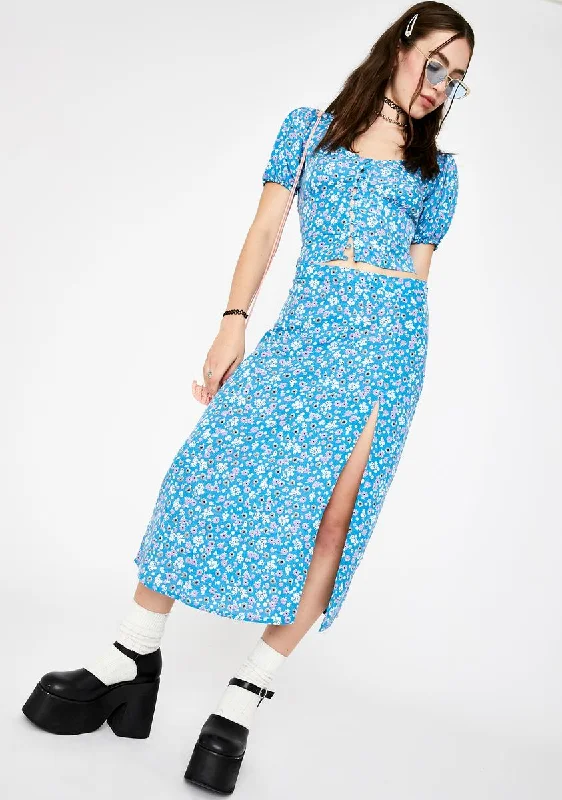 Blue Bloom Saika Midi Skirt