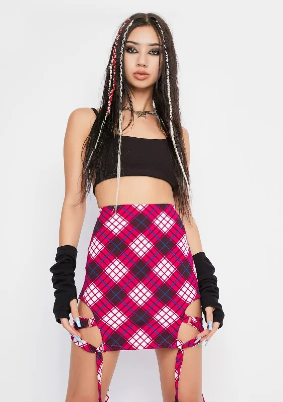 Fuchsia Drop The Attitude Plaid Mini Skirt