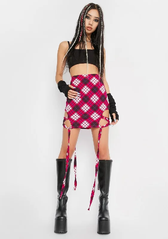 Fuchsia Drop The Attitude Plaid Mini Skirt