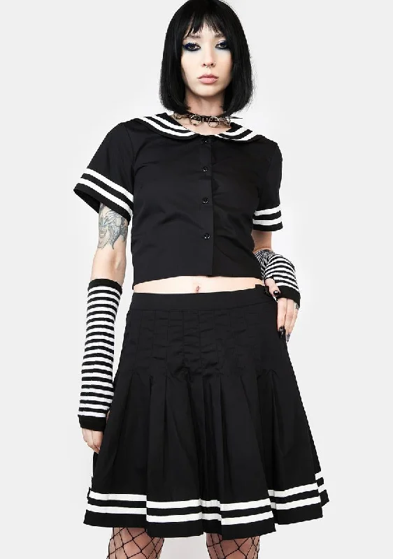 Goth Trim Pleated Skirt