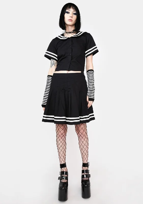 Goth Trim Pleated Skirt