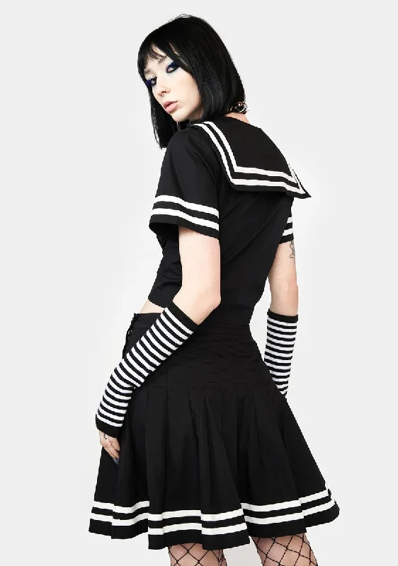 Goth Trim Pleated Skirt