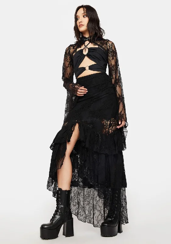 Gothic Mermaid Lace Hollow Out Maxi Skirt