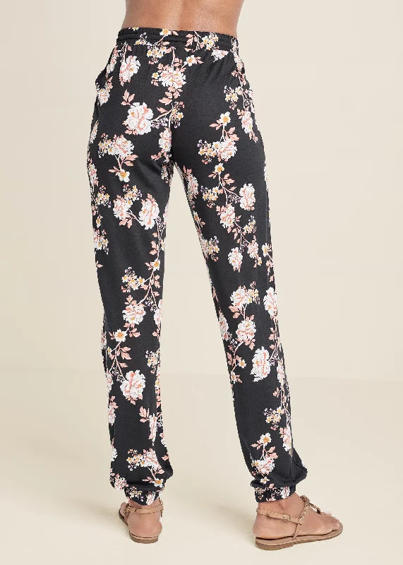 Floral printed pants - Black