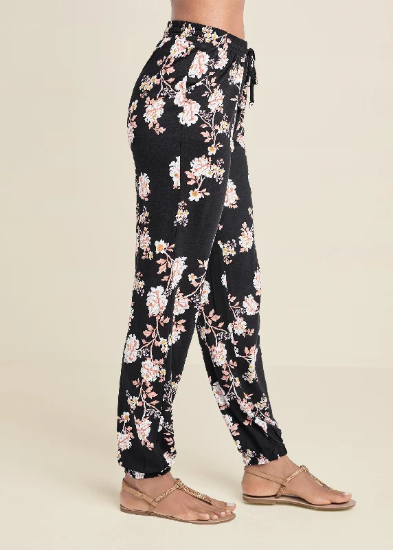 Floral printed pants - Black