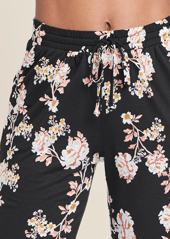 Floral printed pants - Black