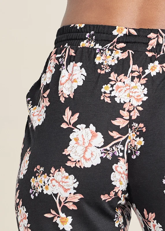 Floral printed pants - Black