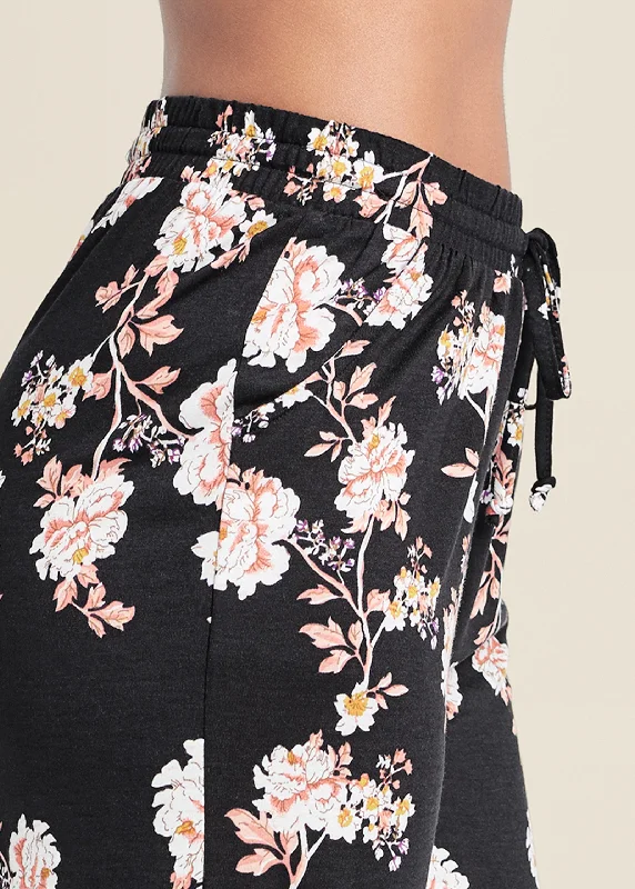 Floral printed pants - Black