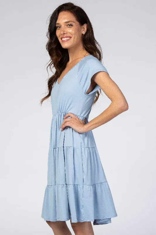 Light Blue Tiered Dress