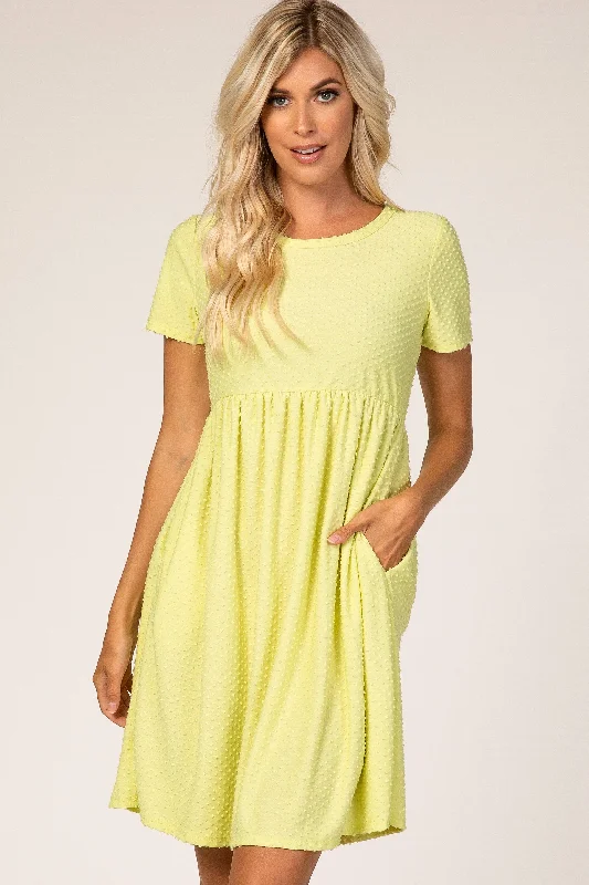 Neon Yellow Swiss Dot Short Sleeve Dress