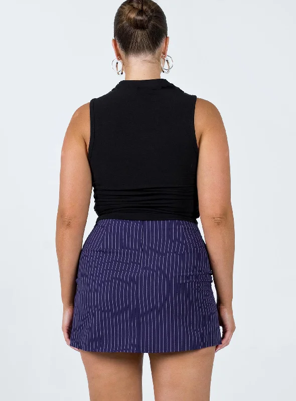 Selby Mini Skirt Navy Pinstripe