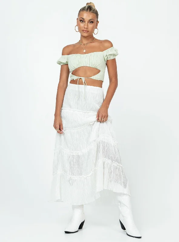 Sun Down Mid Rise Maxi Skirt White