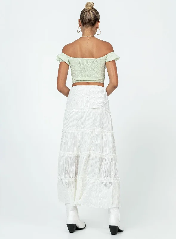 Sun Down Mid Rise Maxi Skirt White