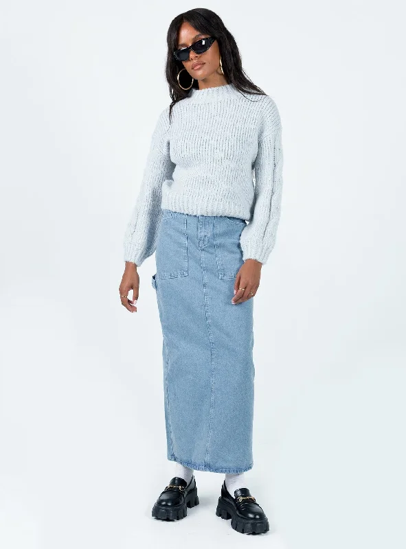 The Ragged Priest Carpenter Maxi Skirt Mid Blue