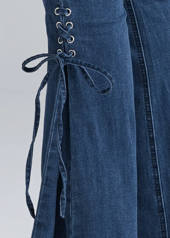 Lace-up flare jeans - Dark Wash