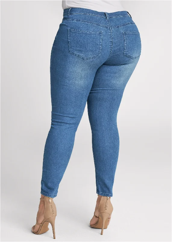 Embroidered skinny jeans - Denim Blue