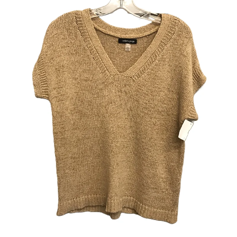 Beige Sweater Short Sleeve By Cable And Gauge, Size: M