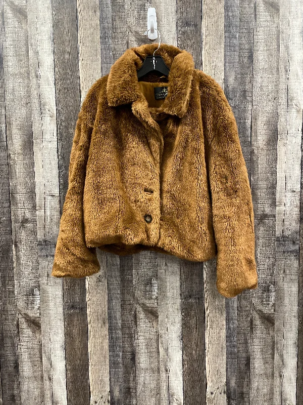 Jacket Faux Fur & Sherpa By Free People In Brown