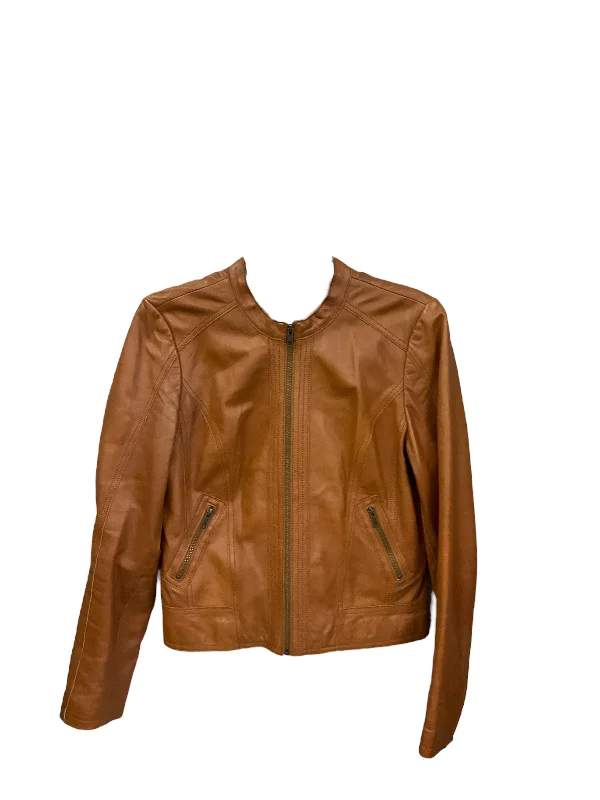 Jacket Leather By Halogen In Tan, Size: L