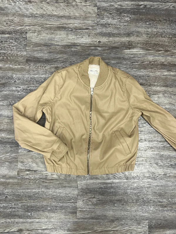 Jacket Moto By Active Usa In Tan, Size: S