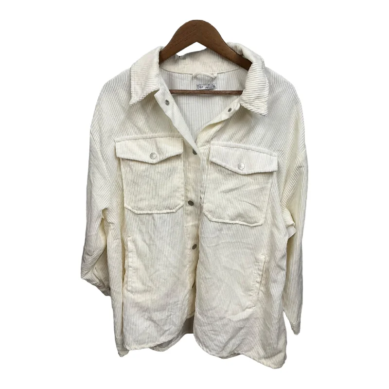 Jacket Shirt By Dex In White, Size: 1x