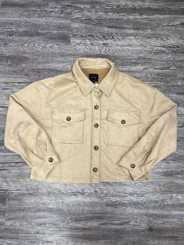 Jacket Shirt By Love Tree In Tan, Size: L